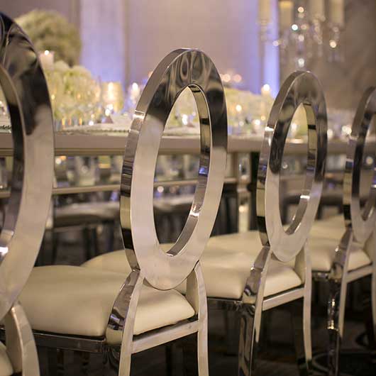 Silver Dorsia Chair - Off-White Seat Silver Dorsia Chair - Off-White Seat