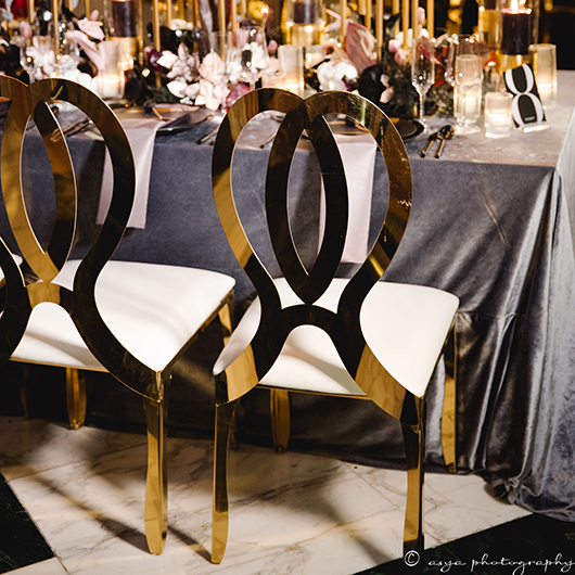 Gold Monarch Chairs - White Cushion