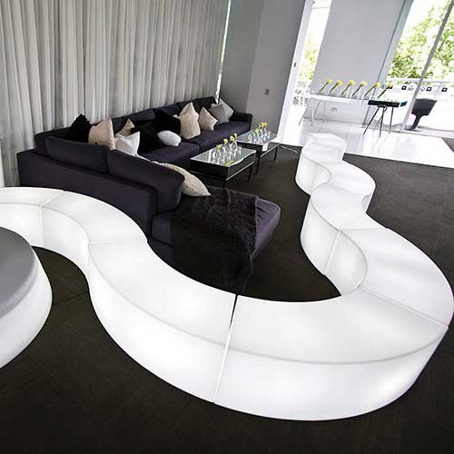 LED serpentine bench - Vision Furniture Party Rentals