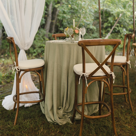 Walnut Cross Back Bar Stool