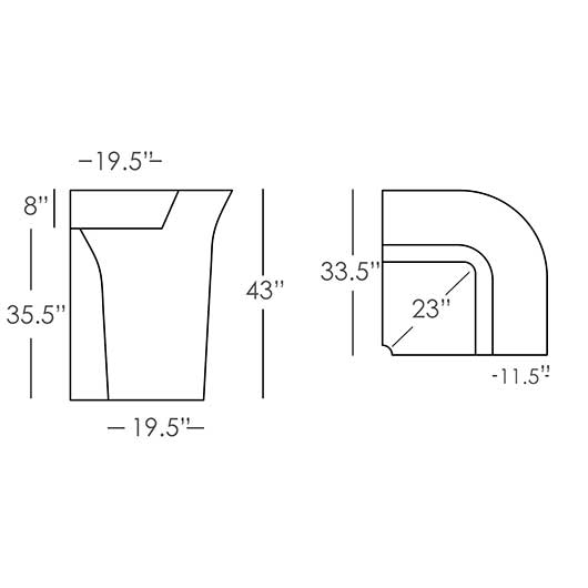 Milano Bar 35.5" Section Milano Bar 35.5" Section