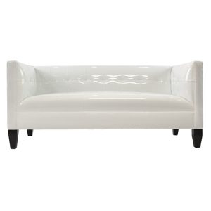 Draper Loveseat - White Patent Leather 68"