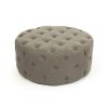 Tufted Ottoman - Grey Linen - 34" Tufted Ottoman - Grey Linen - 34"