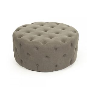 Tufted Ottoman - Grey Linen - 34"