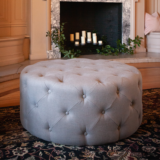 Tufted Ottoman - Grey Linen - 34" Tufted Ottoman - Grey Linen - 34"