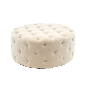 Tufted Ottoman - Natural Linen - 34"