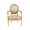 Antique Brocade Gilt Armchair (2) Antique Brocade Gilt Armchair (2)