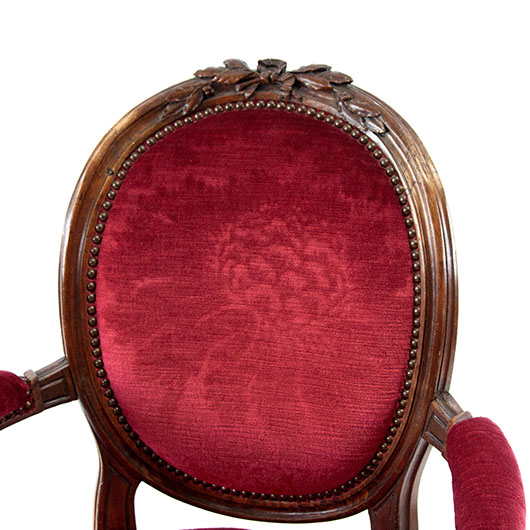 Antique Red Velvet Dahlia Armchair (2) Antique Red Velvet Dahlia Armchair (2)