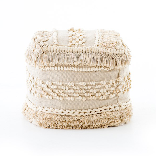 Boho Braided Pouf Ottoman 18"
