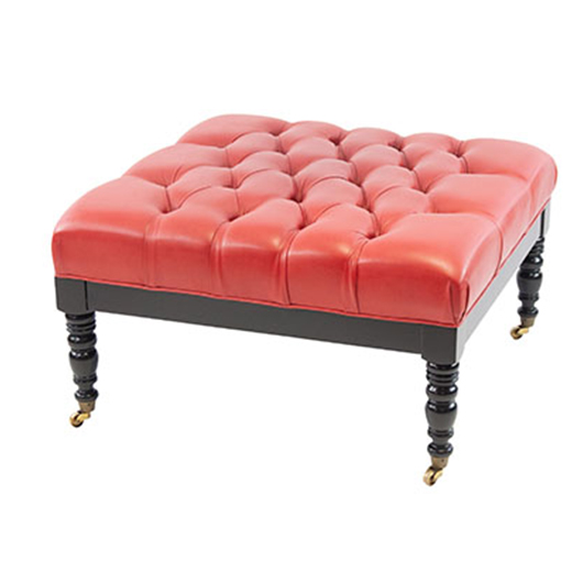 Vintage Red Tufted Ottoman 34" Vintage Red Tufted Ottoman 34"