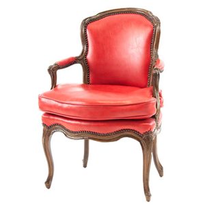 Antique Red Leather Louis Armchair (2)