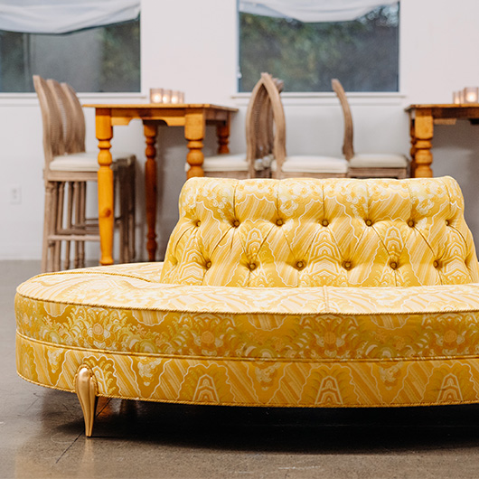 Vintage Yellow Brocade Sofa (1)