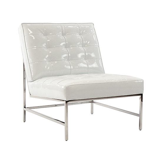 Milan Chair - White Patent Leather | Silver Milan Chair - White Patent Leather | Silver