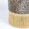 Leopard Fringe Pouf Ottoman 16"