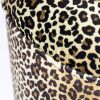 Leopard Fringe Pouf Ottoman 16"