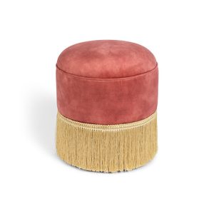 Pink Fringe Pouf Ottoman 16"