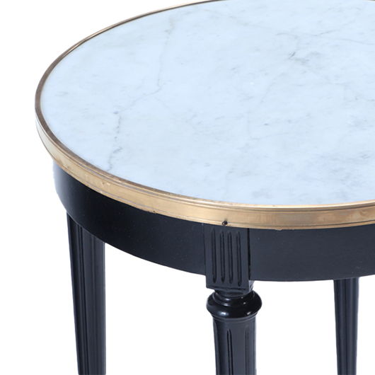 French Ebonized Marble Top End Table (2)