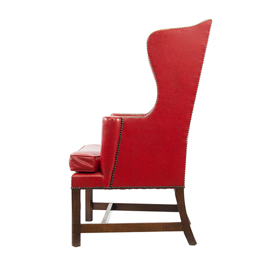Vintage Red Leather Wingback Chair (2) Vintage Red Leather Wingback Chair (2)