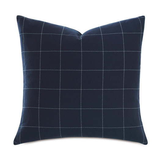 Indigo Check Pillow 22"
