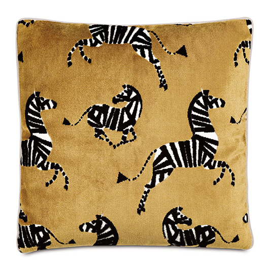 Golden Zebra Pillow 22"