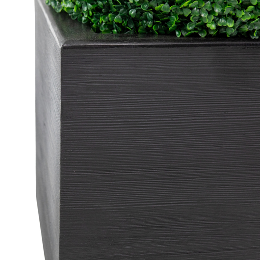 Cube Planter 17" with Topiary Ball - Black