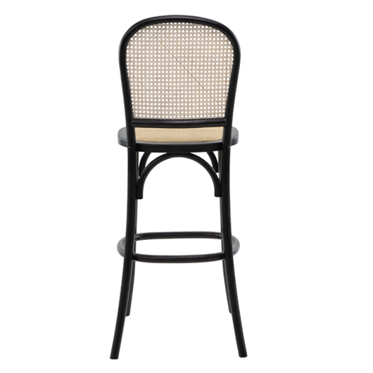 Modern Cane Back Bar Stool - Black