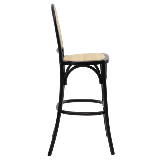 Modern Cane Back Bar Stool - Black