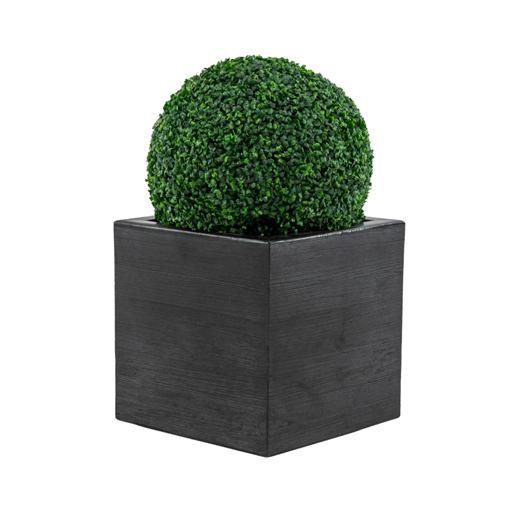 Cube Planter 17" with Topiary Ball - Black